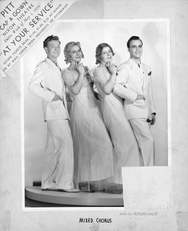 Students in the 1930s participate in a theater show.